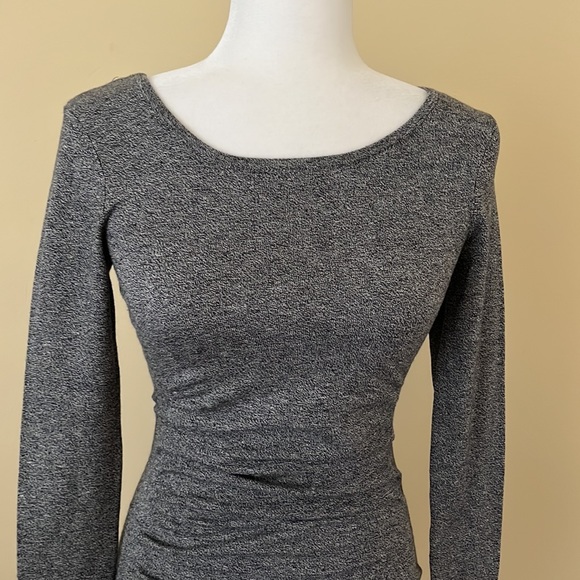 Charcoal gray bodycon dress with black color block back - Picture 2 of 9